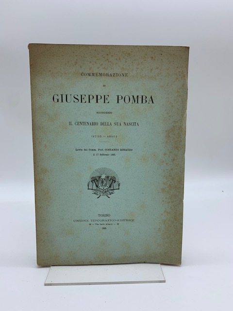 Commemorazione di Giuseppe Pomba ricorrendo il centenario della sua nascita (1795-1895)